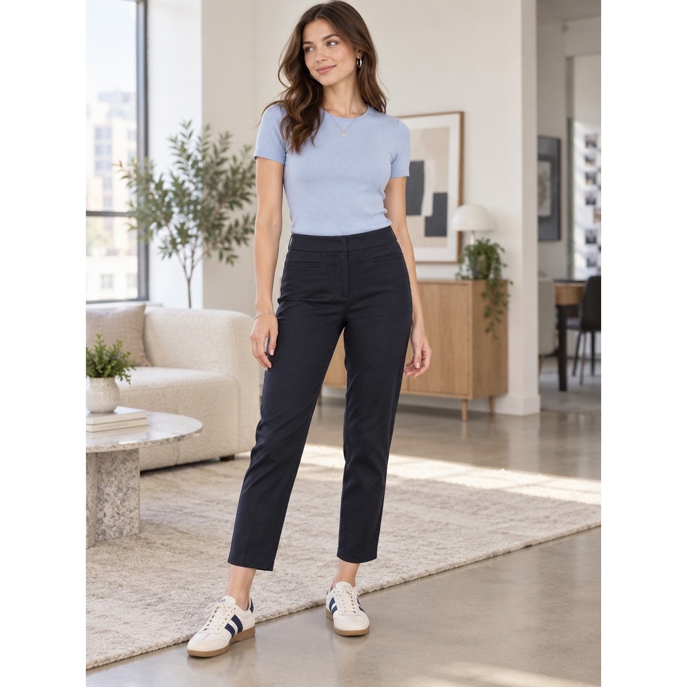 Talbots Hampshire Ankle Pants Black Straight Leg Plus Size 14W Q133